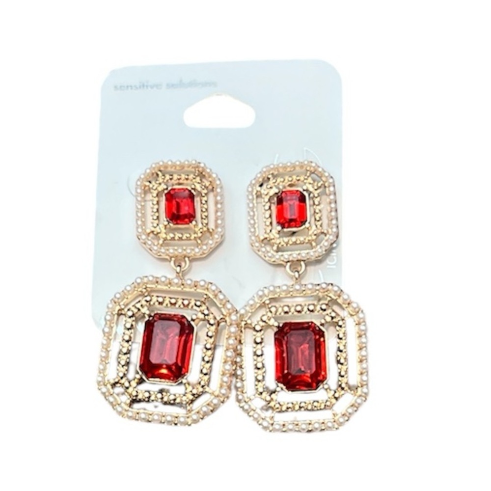 Icing Gold and Red Statement Earrings